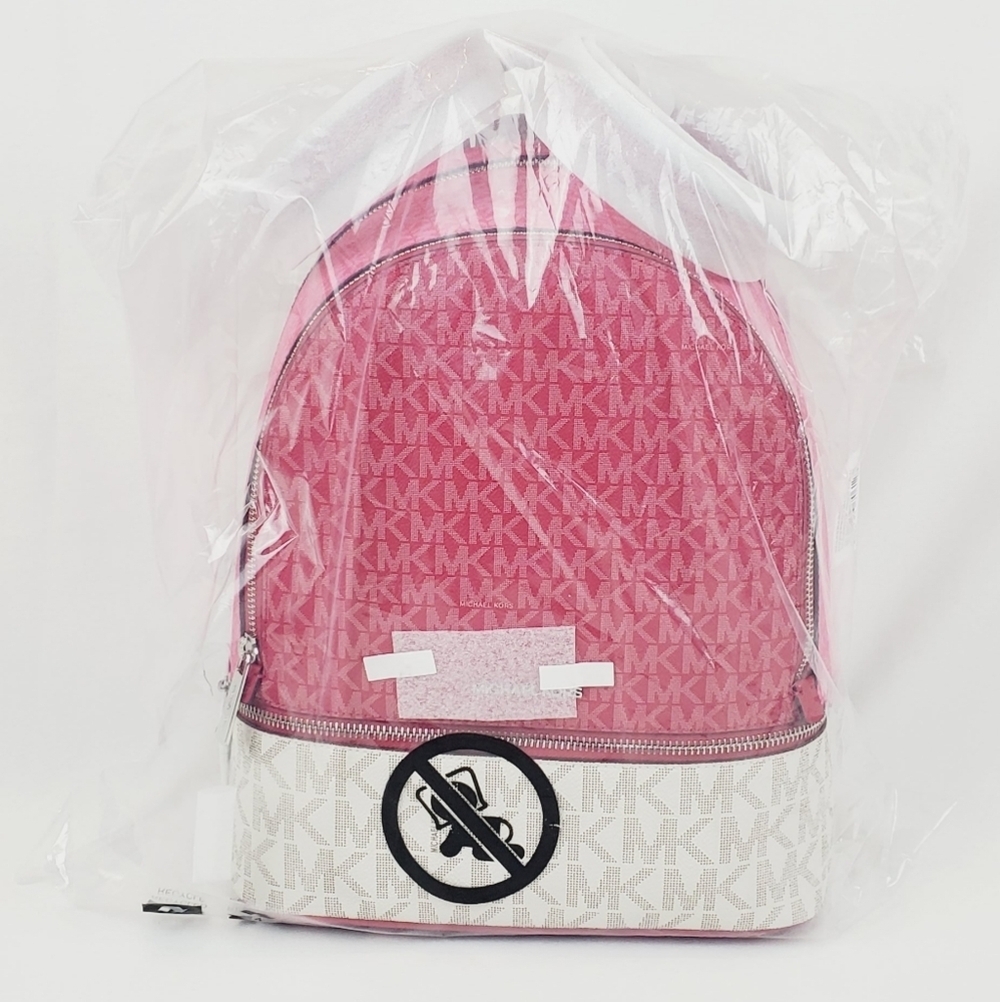 Michael Kors Rhea Medium Color-Block Signature Logo Backpack - Picture 3 of 13